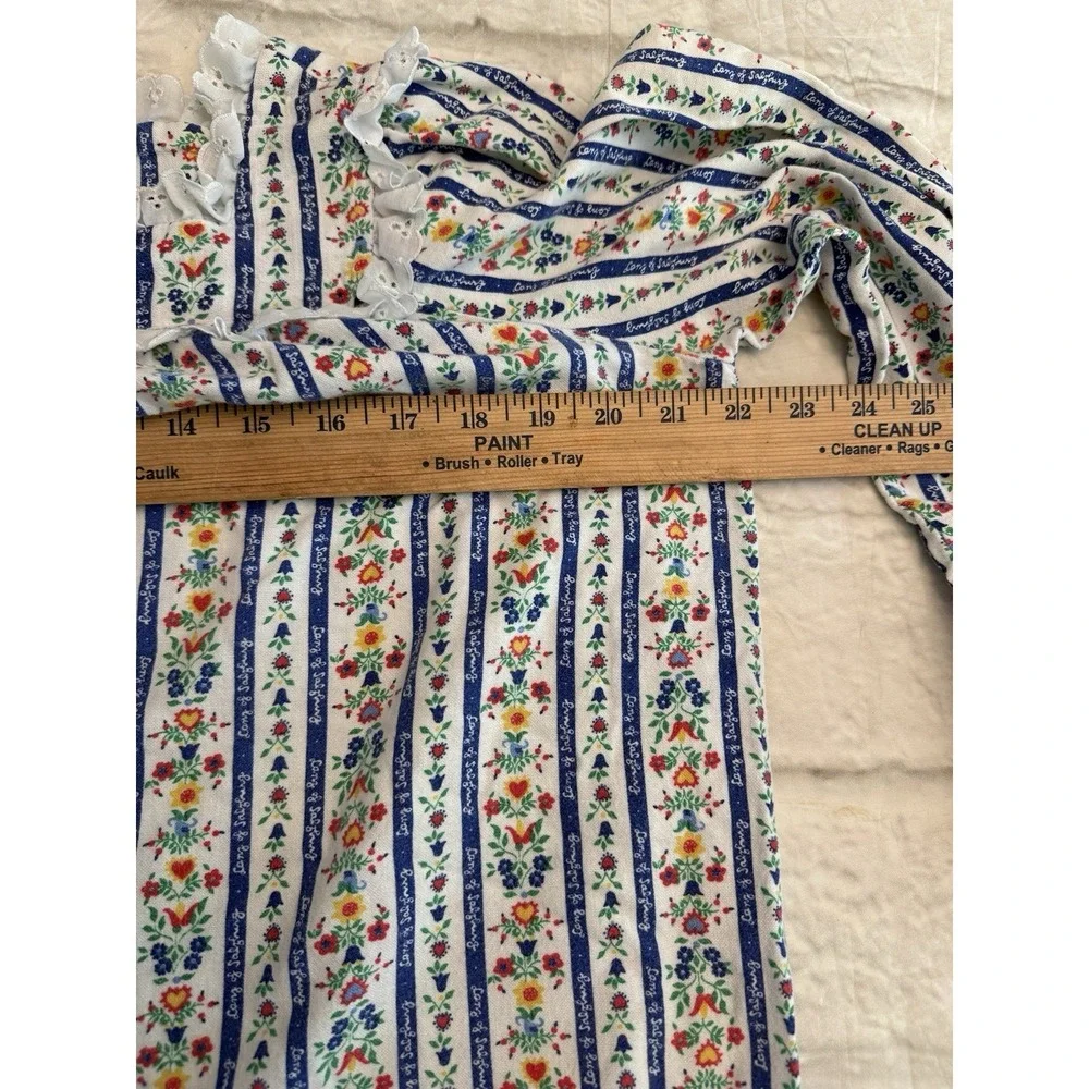Lanz Of Salzburg Sz S Red Blue Hearts Stripes Floral Eyelet Flannel Nightgown